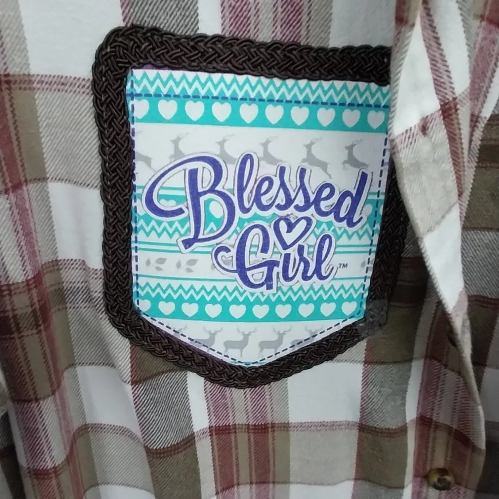 2706 Size XL Upcycled Croft & Barrow Fawned Of Jesus Button Down Shirt - Picture 5 of 7